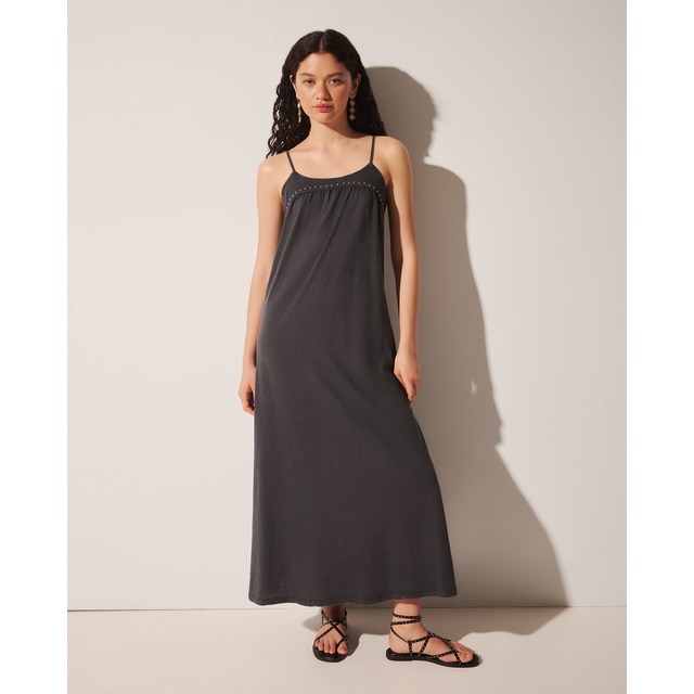 Green Coast - Vestido largo liso de mujer.