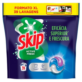 Skip Detergente Máquina Roupa Cápsulas Active Fresh Skip embalagem 39 doses