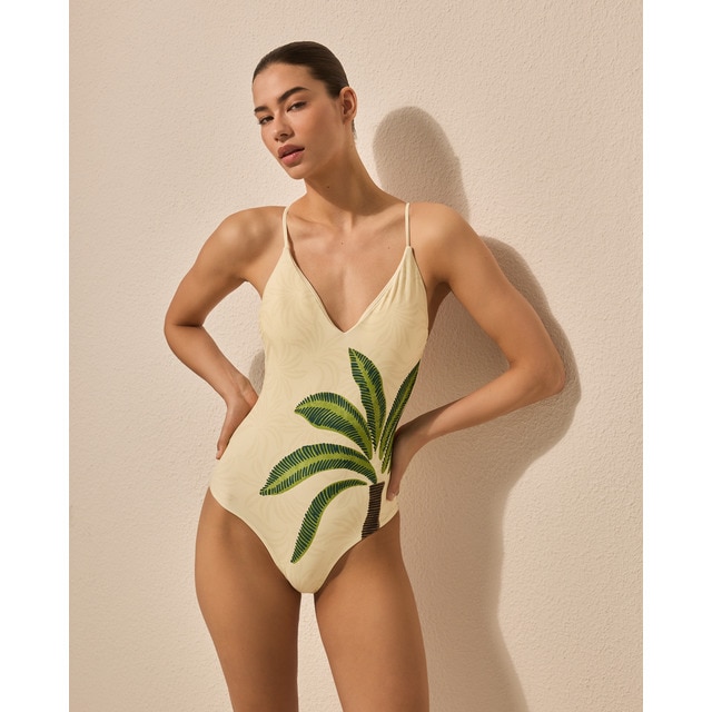 Énfasis - Bañador de poliamida estampado de mujer.