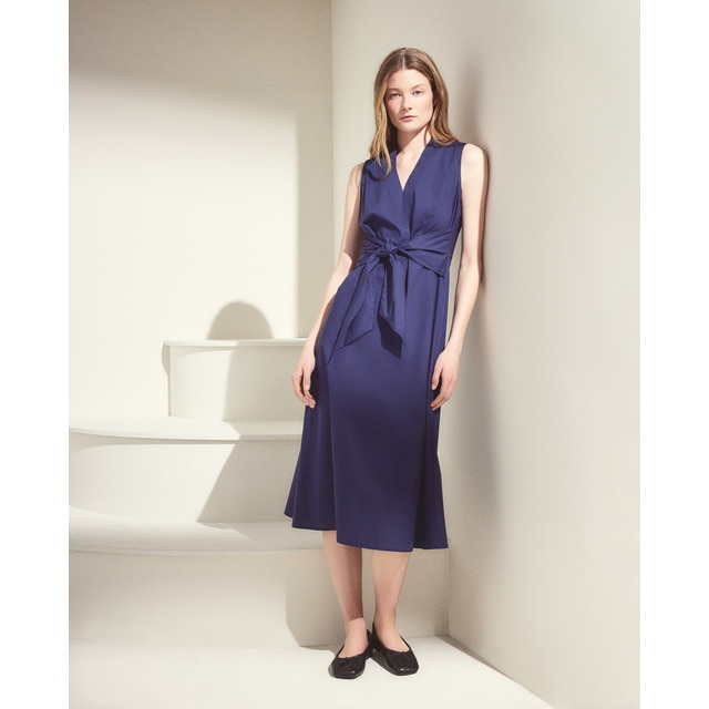 Woman El Corte Inglés - Vestido sin mangas con cuello pico y lazo.