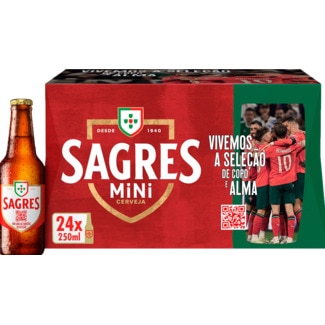 Sagres Cerveja Mini Pack 24 unidades embalagem 25 cl