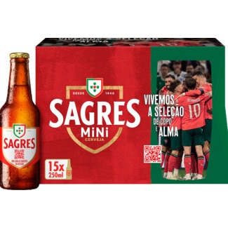 Sagres Cerveja Mini Pack 15 unidades embalagem 25 cl