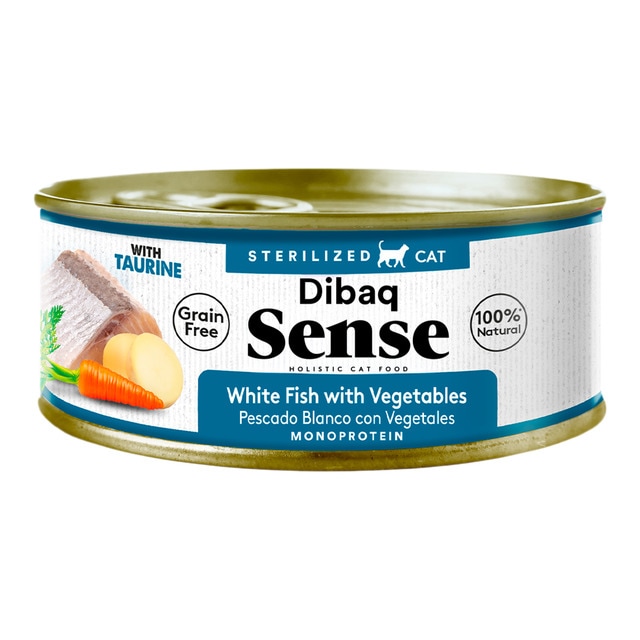 Dibaq Sense - Comida húmeda para gatos adultos esterilizados Dibaq Sense pescado blanco con Vegetales 70 g