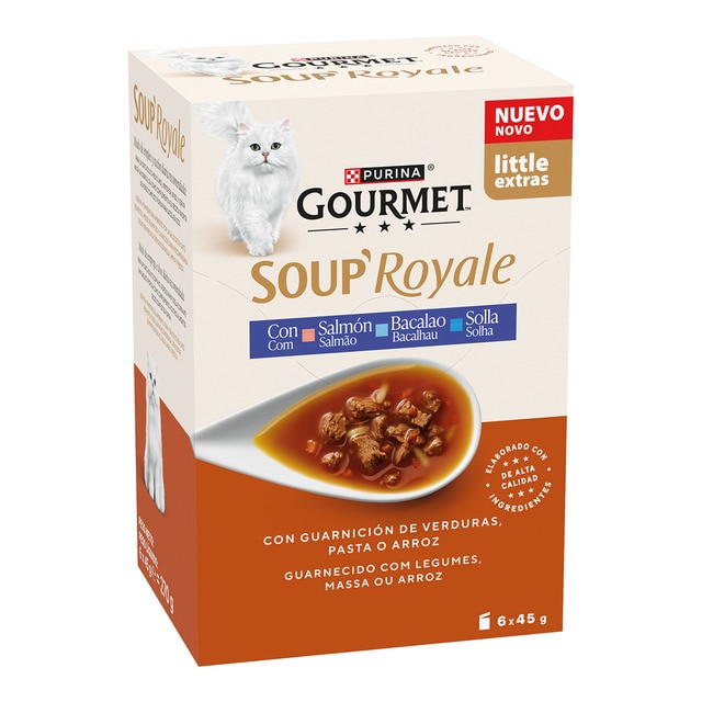 Gourmet Royale - Comida húmeda para gatos adultos Gourmet Royale salmón, bacalao y solla 6 x 45g