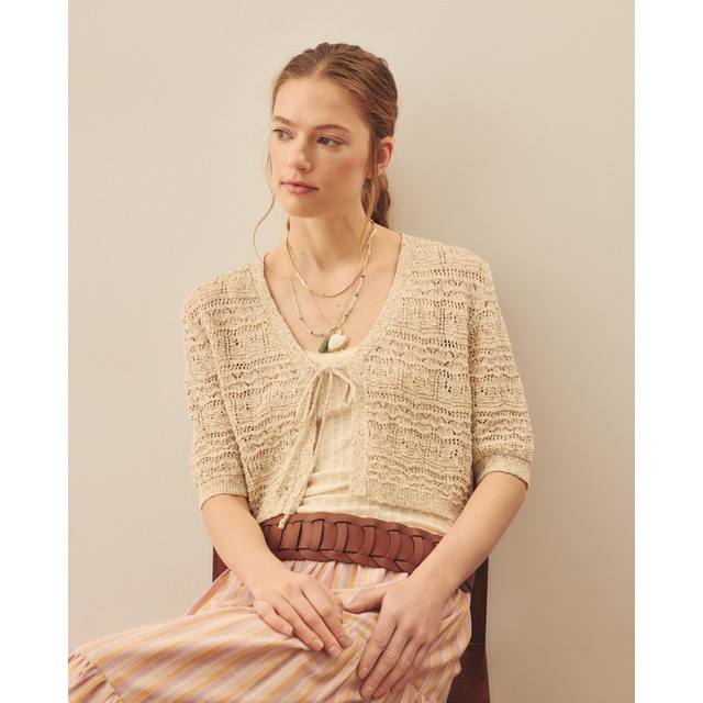 Southern Cotton - Chaqueta corta de mujer con lazos.