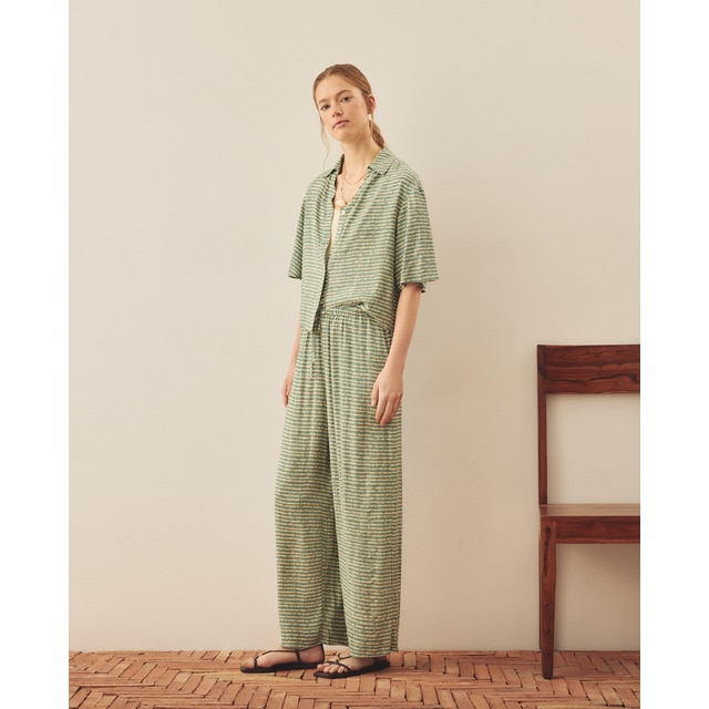 Southern Cotton - Pantalón palazzo de mujer con detalles lúrex.
