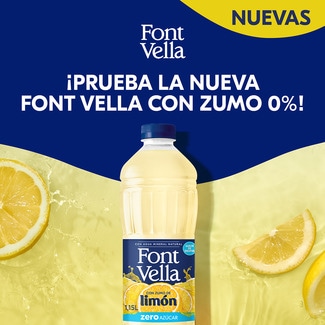 Agua mineral natural con zumo de limón zero azúcar botella 1,15 l - Font Vella