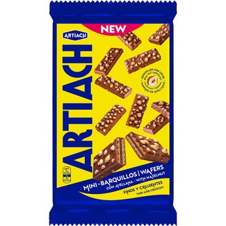 Galletas de barquillo recubiertas de chocolate y avellana paquete 110 g - Artiach