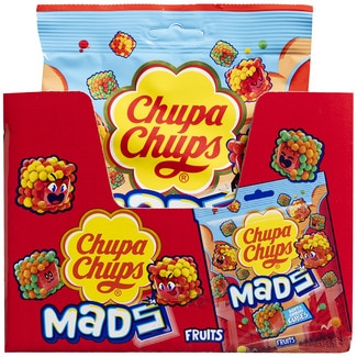 Mads Fruits caramelo blando por dentro y crujiente por fuera sabor frutas bolsa 115 g - Chupa Chups