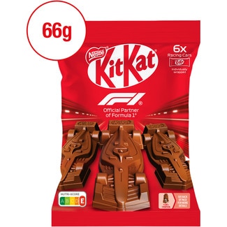 Galleta recubiertas de chocolate con leche Fórmula 1 6 Racing Cars envase 66 g - Nestle Kitkat