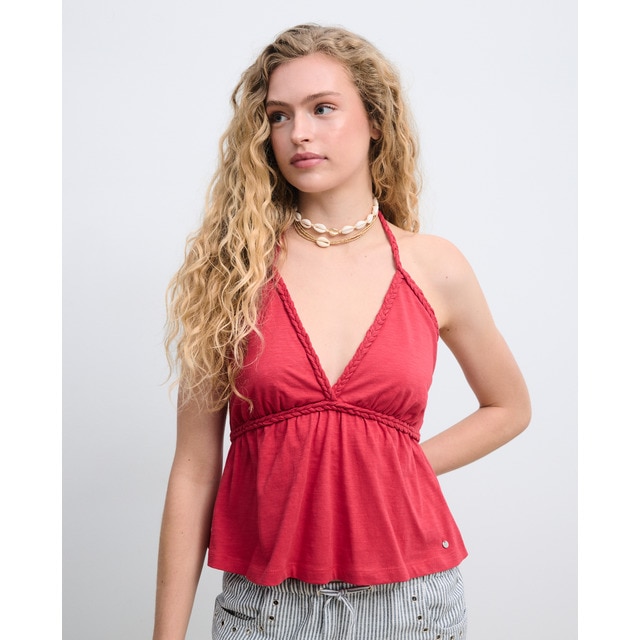 Green Coast - Top de mujer halter con trenza lisa.