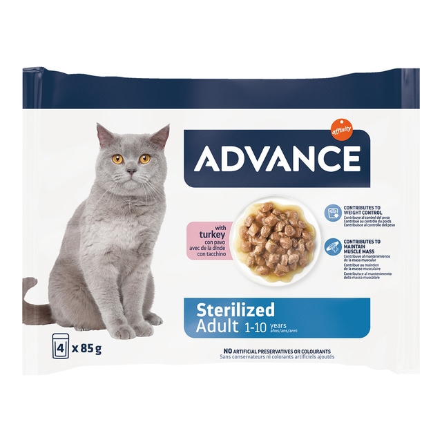 Advance - Comida húmeda para gatos adultos esterilizados Advance pavo en salsa