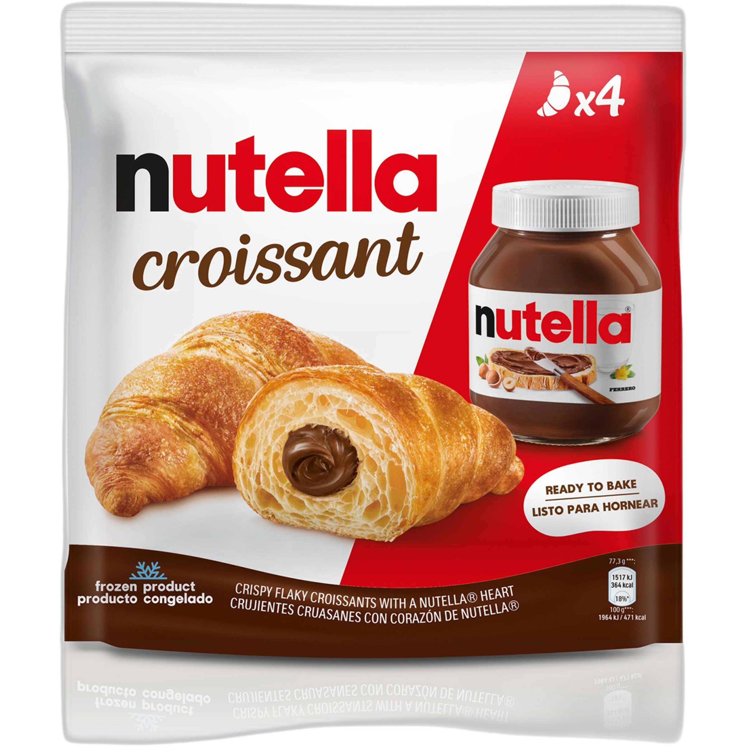 croissant relleno de nutella listo para hornear 4 unidades