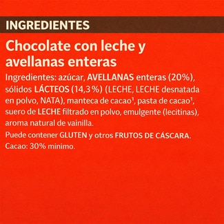 Chocolate con leche y avellanas enteras tableta 100 g - Nestle Extrafino