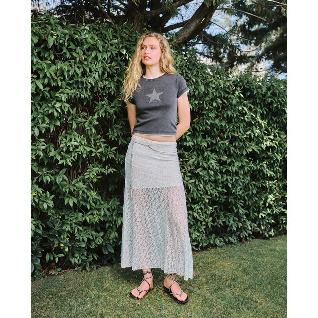 Green Coast - Falda larga con encaje.