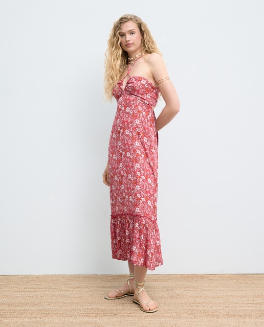 Vestido  estampado con escote en V