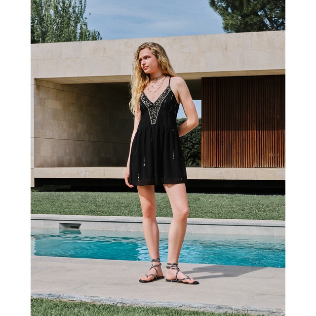 Green Coast - Vestido corto con lentejuelas de mujer.
