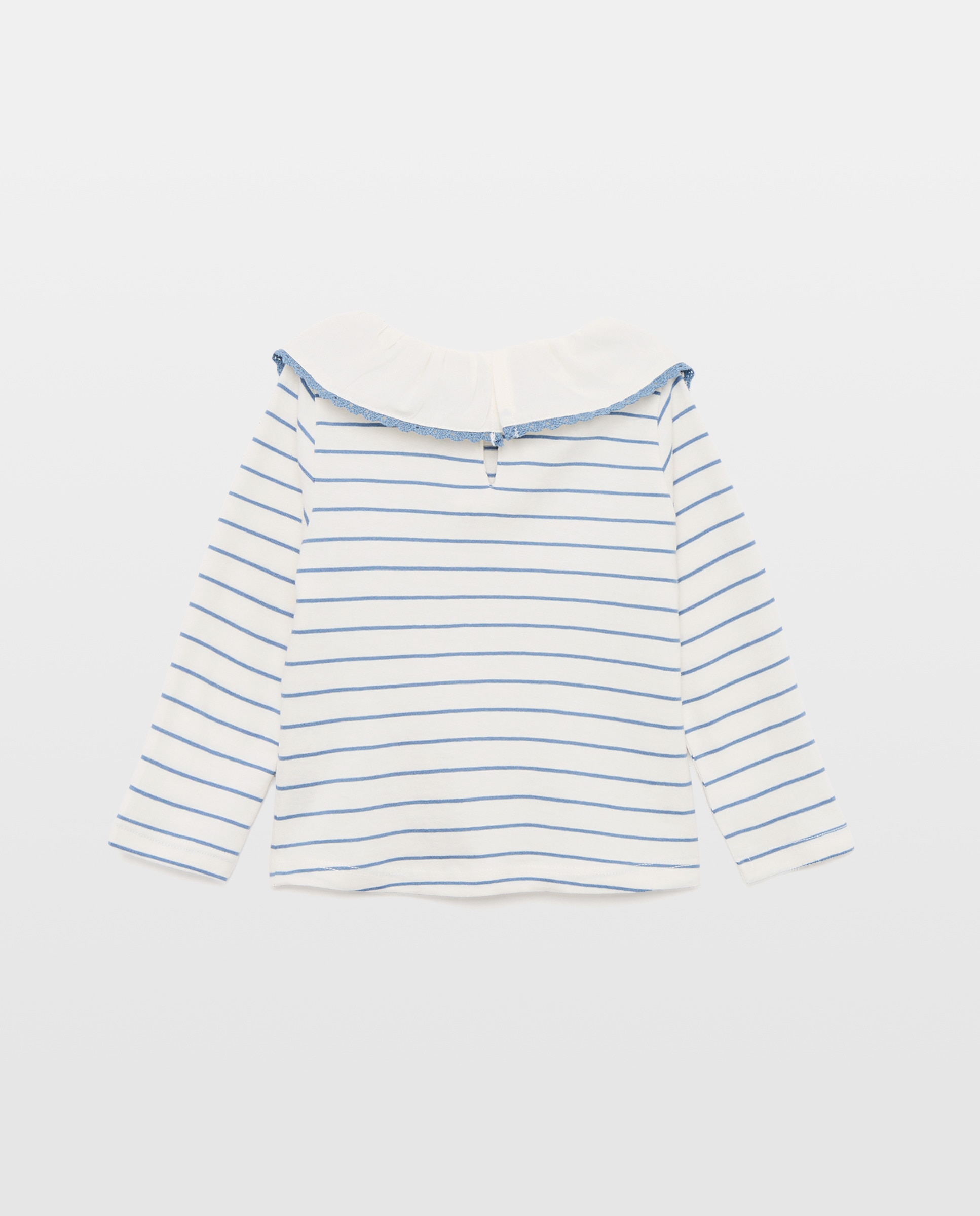 Camiseta bebé niña cuello volante 400 Azul-2