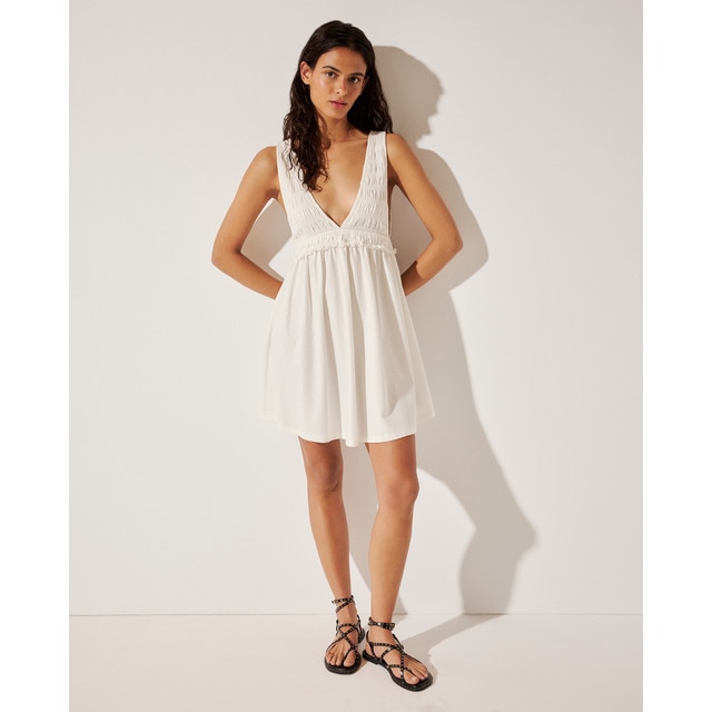 Easy Wear - Vestido de playa corto con frunces de mujer.