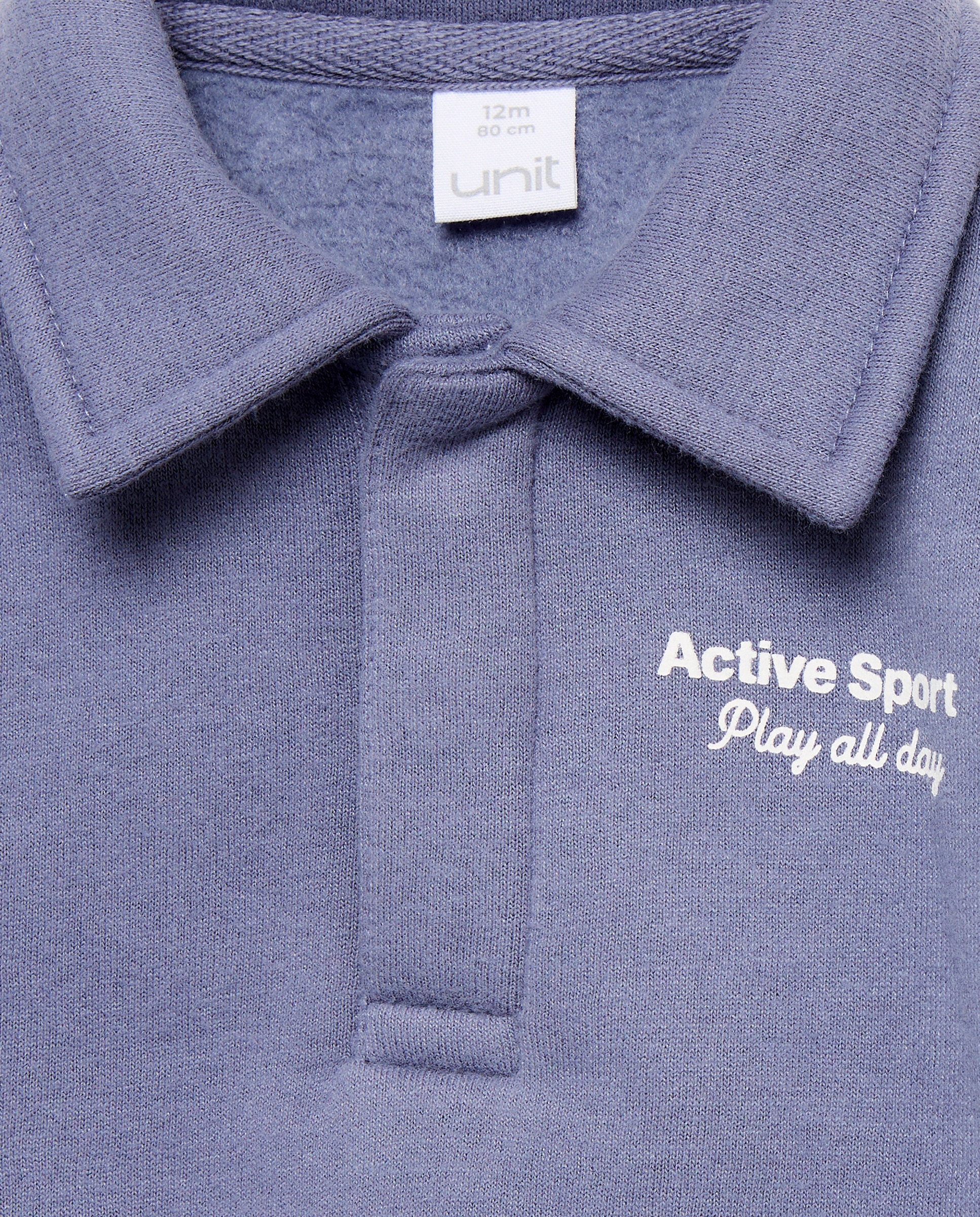 Sudadera de bebé cuello polo con media cremallera 400 Azul-3