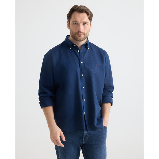 Tommy Hilfiger - Camisa de hombre de manga larga elaborada en mezcla de lino tallas grandes.