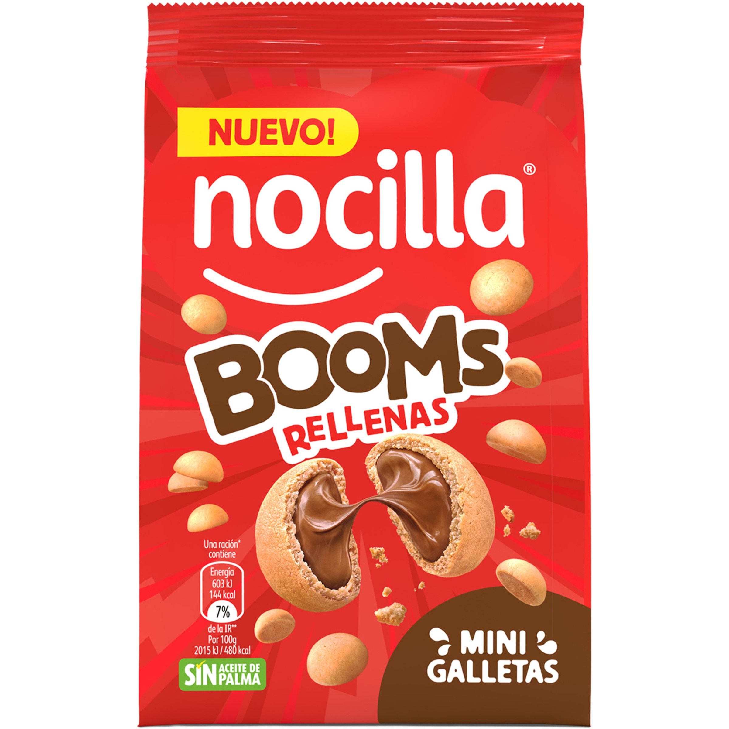 mini galletas rellenas de crema de cacao Booms