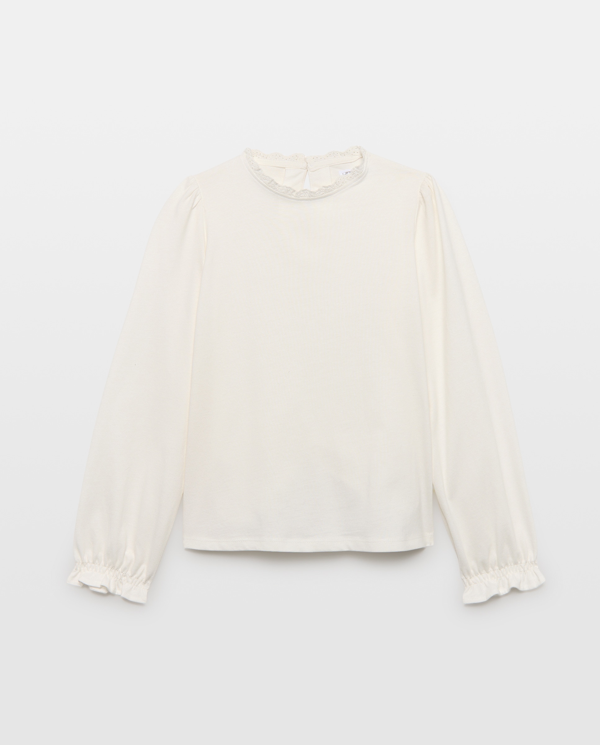 Imagen 0 de Camiseta niña cuello puntilla