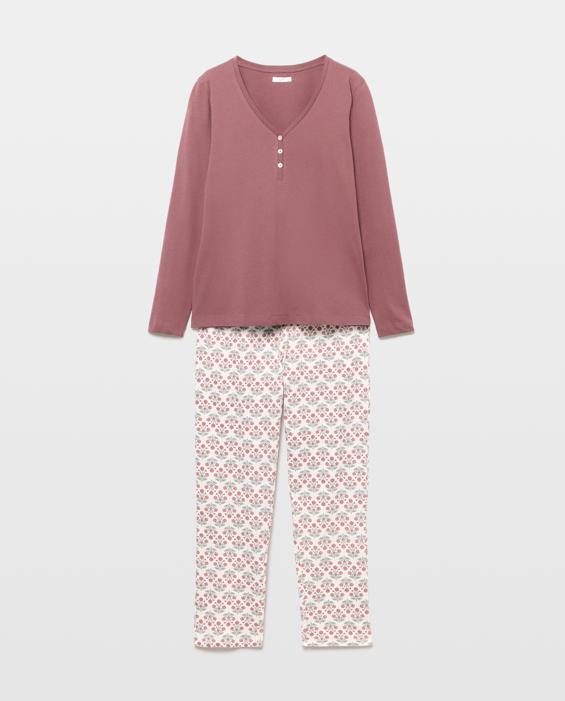 Pijama mujer algodón estampado 282 Malva-3