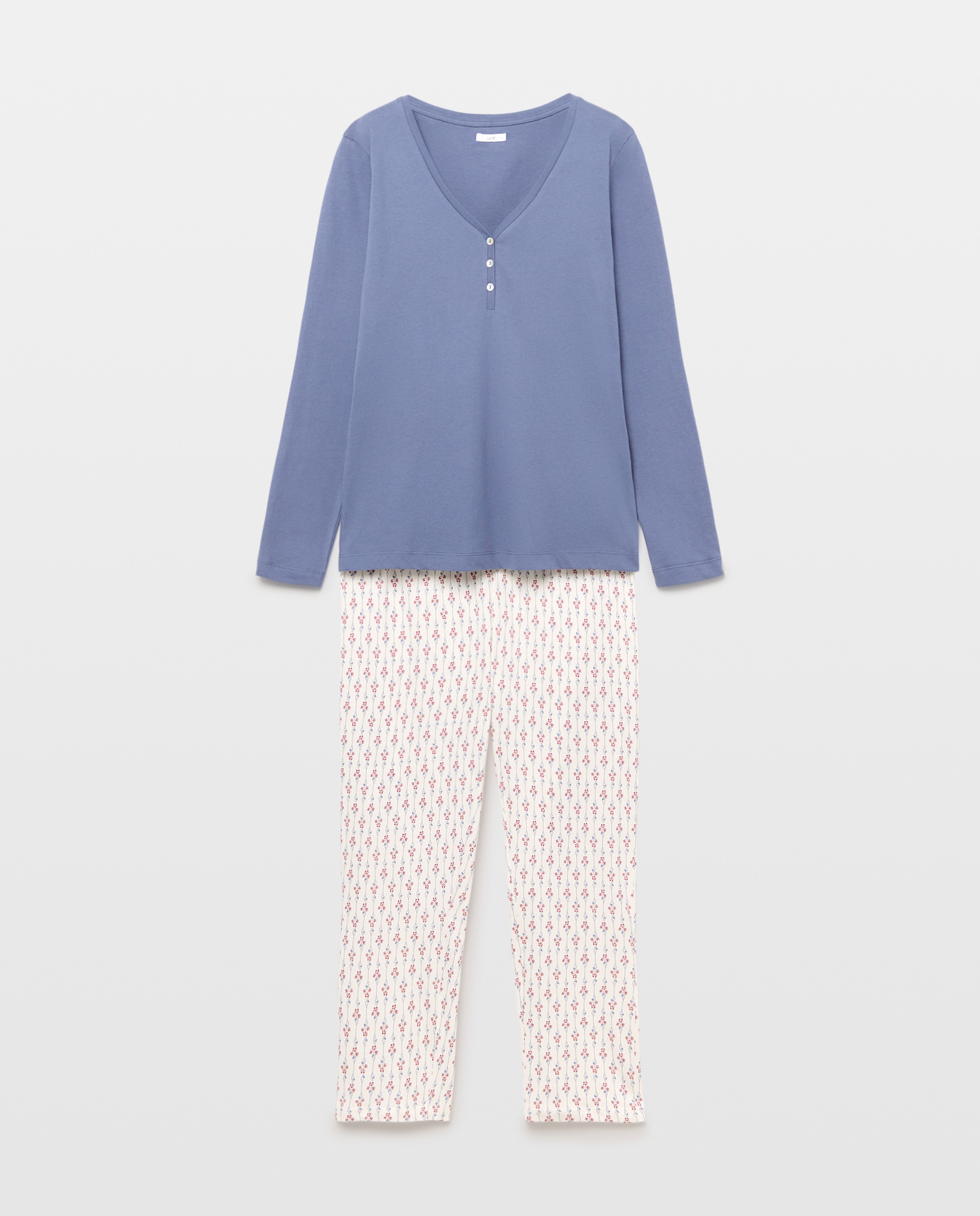 Pijama mujer algodón estampado 430 Azul oscuro-3