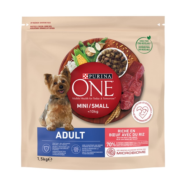 Purina One - Pienso para perros adultos minis Purina One buey y arroz.