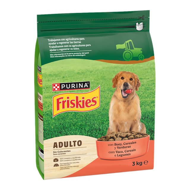 Purina Friskies - Pienso para perros adultos Friskies buey, cereales y verduras