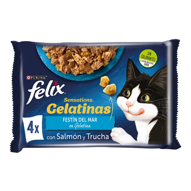 Felix Sensations - Comida húmeda para gatos Felix Sensations salmón y gambas 4x85 g