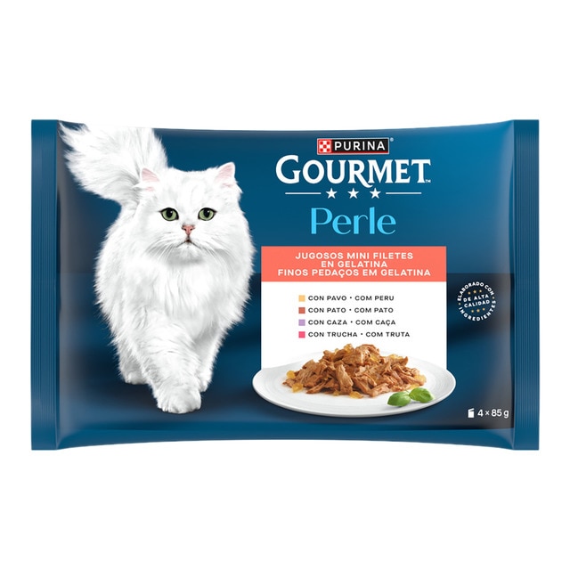 Gourmet Perle - Comida húmeda para gatos adultos Gourmet Perle Finas láminas en gelatina 4 x 85 g