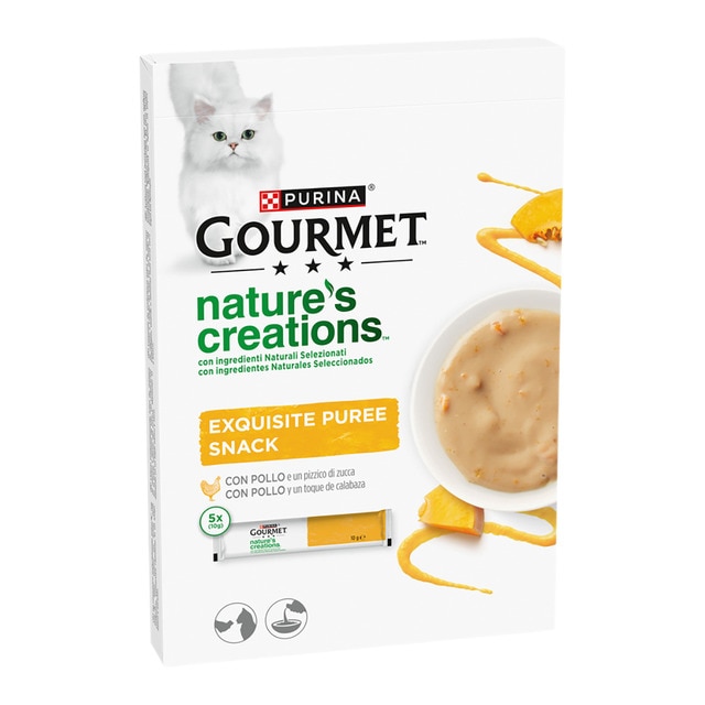 Gourmet Nature's Creations - Snack para gatos adultos Purina Gourmet Nature's Creations puré con pollo 5 x 10…