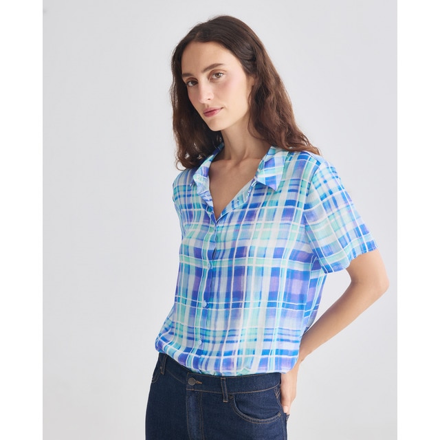 Zermatt - Camisa de mujer cuadros manga corta.