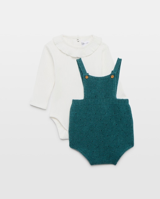 Conjunto para bebé de 2 piezas peto en tricot y body