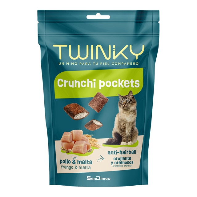 Twinky - Snack para gatos Twinky Crunchi Pockets pollo y malta 60 g