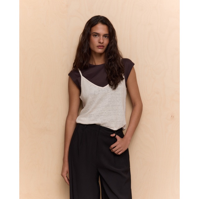 Easy Wear - Camiseta tirantes lino de mujer.
