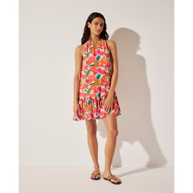 Easy Wear - Vestido corto frutas tropicales.