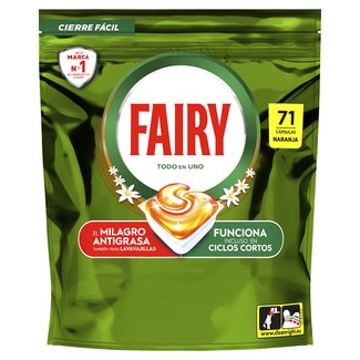Detergente lavavajillas Todo en Uno Naranja bolsa 71 pastillas - Fairy