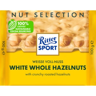 Ritter Sport Chocolate Branco com Avelãs embalagem 100 g