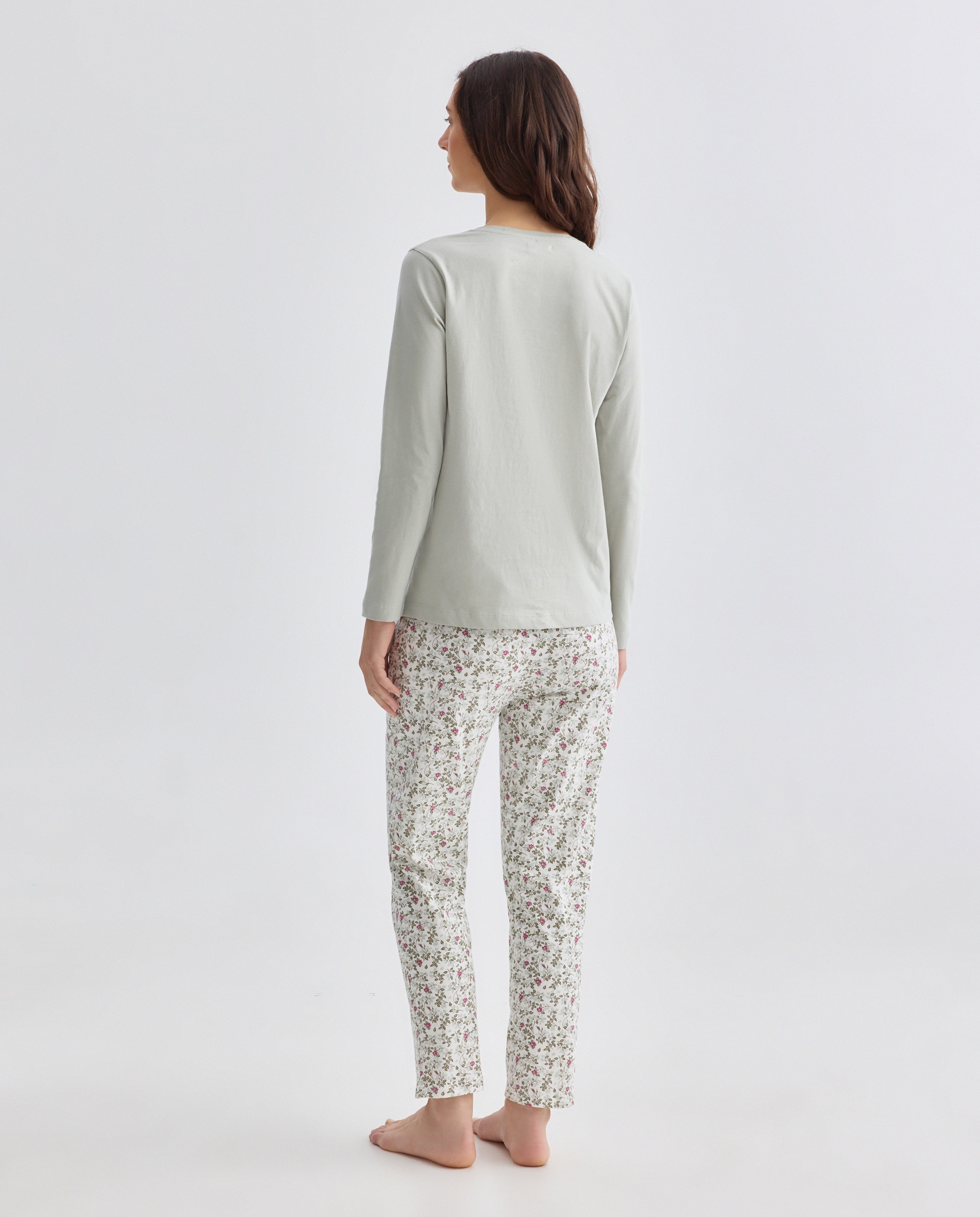 Pijama mujer algodón estampado 582 Verde agua-2
