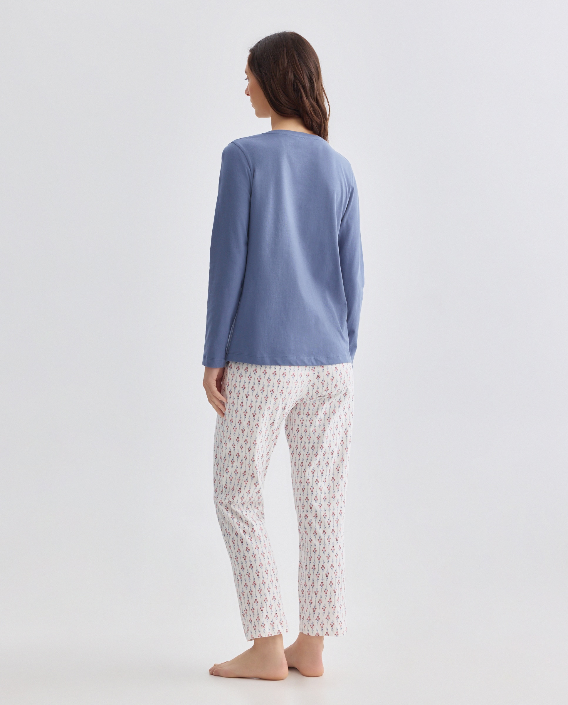 Pijama mujer algodón estampado 430 Azul oscuro-2