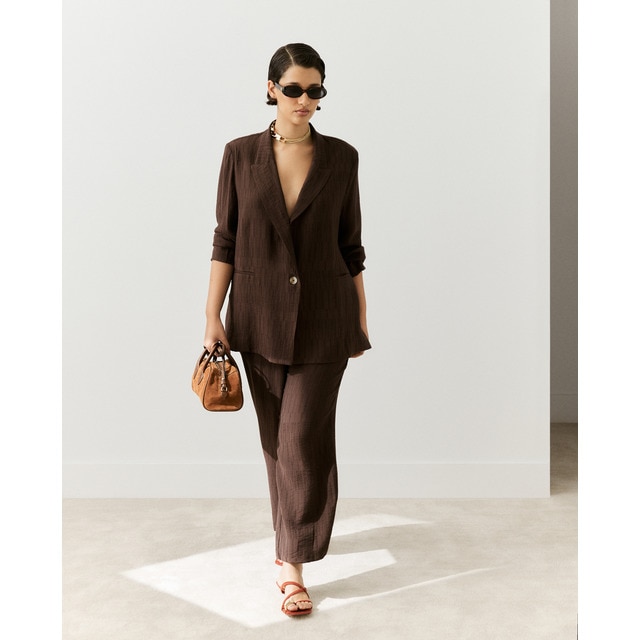Couchel - Pantalón fluido de mujer jacquard.