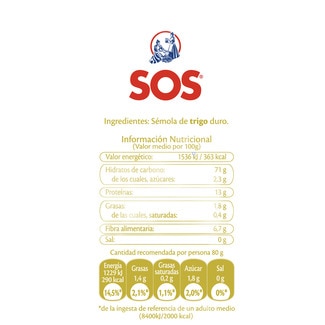 Fideo tostado especial fideuá paquete 500 g - Sos