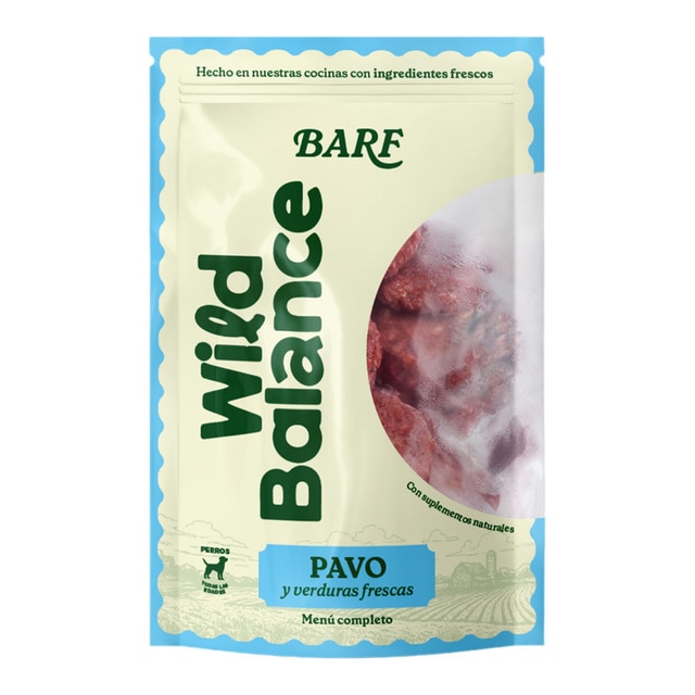 Wild Balance - Comida húmeda para perros Wild Balance barf congelado pavo y verduras 1 kg.