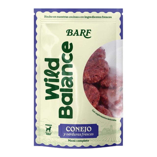 Wild Balance - Comida húmeda para perros Wild Balance barf congelado conejo y verduras 1 kg.