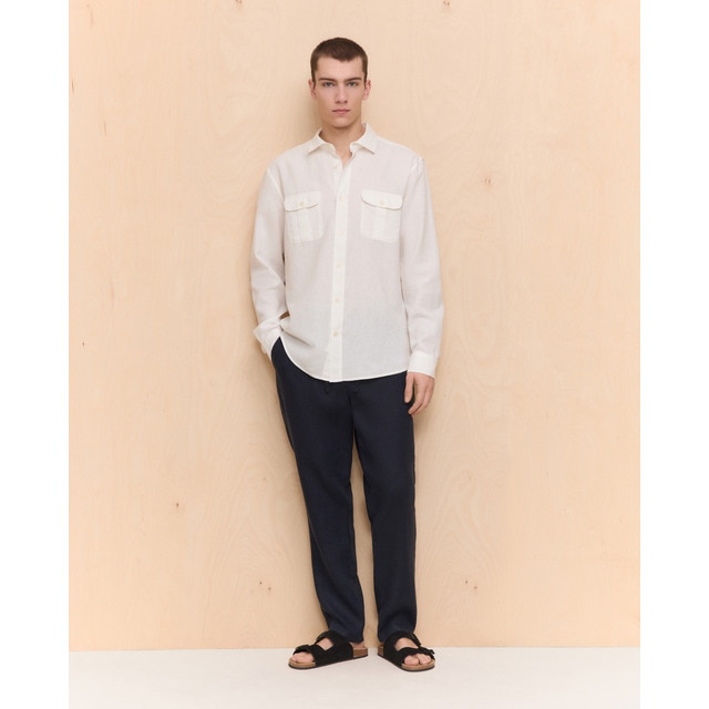 Easy Wear - Pantalón 100% lino de hombre con cordón.