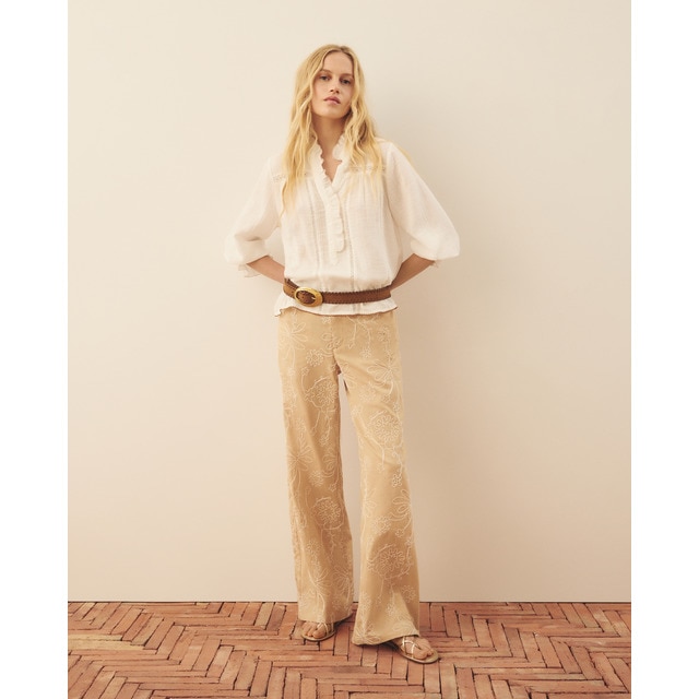 Southern Cotton - Pantalón bordado de mujer.