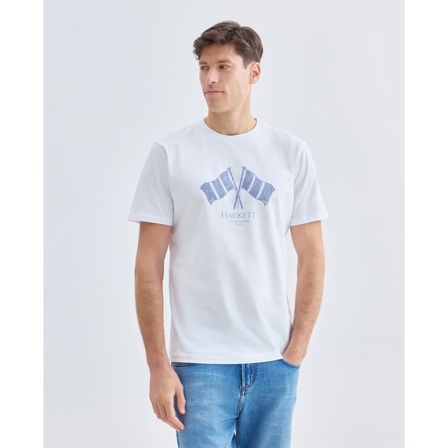 Hackett - Camiseta de hombre manga corta estampado banderas.